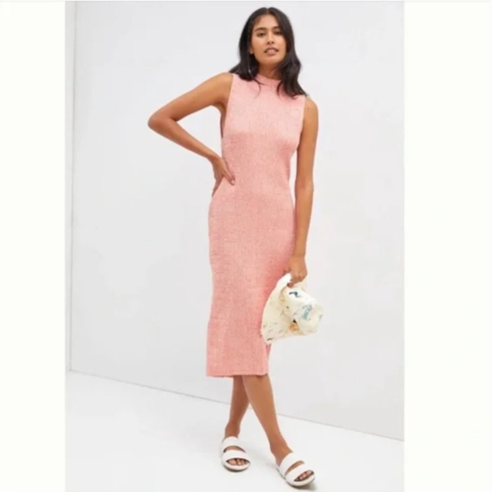 ANTHROPOLOGIE Daily Practice by Anthropologie Mock-Neck Orange Sweater Dress L